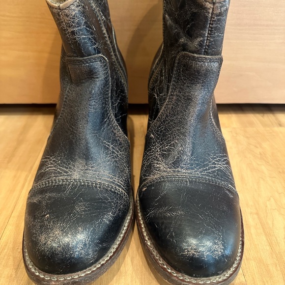 BED STU GENTRY WEDGE BLACK LUX BOOTIE BOOTS VINTAGE WESTERN BLACK BOHO Sz 8 - Picture 2 of 7
